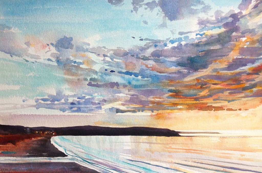 Spring is in the Air an original watercolour painting on Arches paper by North Devon artist Steve PP, available from his Woolacombe Art Gallery.