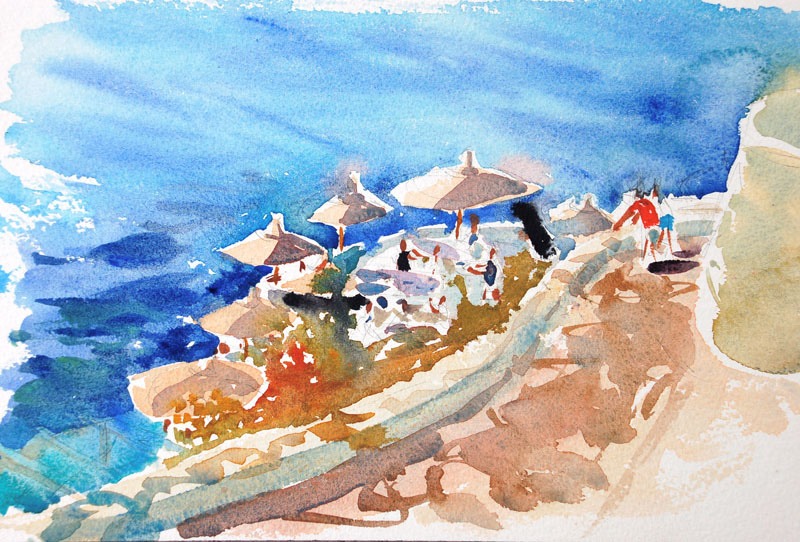 Hydra, Greece watercolour painting by Steve PP