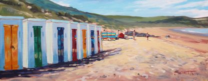 Midday Sun - Woolacombe beach huts art print from Devon artist Steve PP
