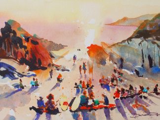 Sunsets and Curries - Woolacombe print edition from Steve PP Fine Art.Barricane Beach, Woolacombe, North Devon.