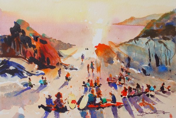Sunsets and Curries - Woolacombe print edition from Steve PP Fine Art.Barricane Beach, Woolacombe, North Devon.