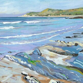 Calm Combesgate painting by Woolacombe artist Steve Pleydell-Pearce