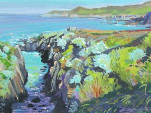 Clear Blue Monday across to Morte Point by woolacombe artist Steve Pleydell-Pearce