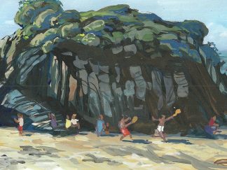 Monkey Island Barricane Beach Woolacombe painting by artist Steve Pleydell-Pearce
