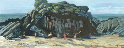 Monkey Island Barricane Beach Woolacombe painting by artist Steve Pleydell-Pearce