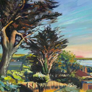 colourful gouache landscape painting by contemporary landscape painter Steve PP.