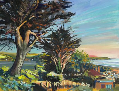colourful gouache landscape painting by contemporary landscape painter Steve PP.