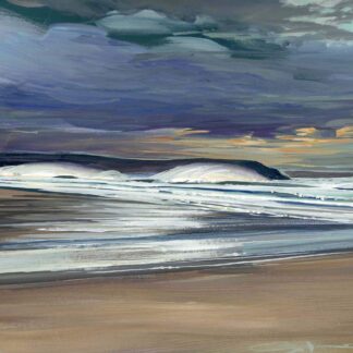 stormy offshore day on woolacombe sands painted by Devon contemporary landscape artist Steve PP.