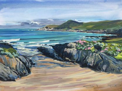 colourful gouache seascape landscape painting by contemporary landscape painter Steve PP.