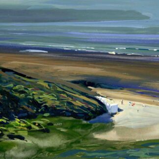 morning warmth, colourful gouache landscape painting by contemporary landscape painter Steve PP.