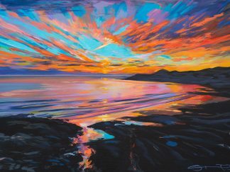 Set the night on fire- Woolacombe art print from Woolacombe artist Steve PP.
