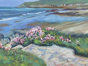 sea pink steps over woolacombe beach and Barricane beach