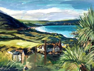 autumn across the Bay Hotel Woolacombe painting by artist Steve PP