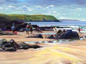 combesgate beach painting by Woolacombe artist Steve PP