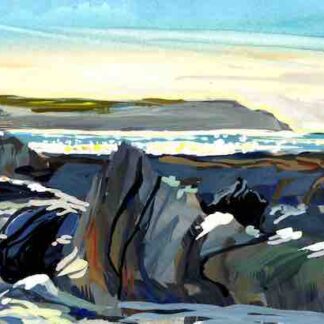 February sunlight at Woolacombe Bay, painting by artist Steve PP.
