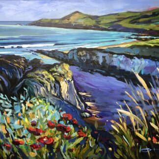 This was an early morning session at the beginning of Summer. Crisp early light, small surf running and plenty of colourful flowers and plants lining the cliffs above the beach.
