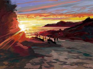 sundown serenade barricane beach art print