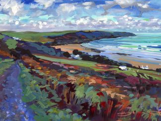 putsborough beach painting by Woolacombe artist painter Steve PP.