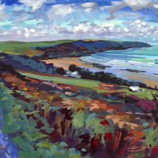 putsborough beach painting by Woolacombe artist painter Steve PP.