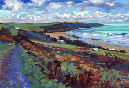 putsborough beach painting by Woolacombe artist painter Steve PP.