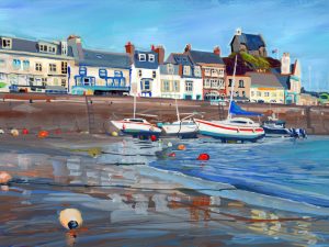 Ilfracombe harbour boats painting