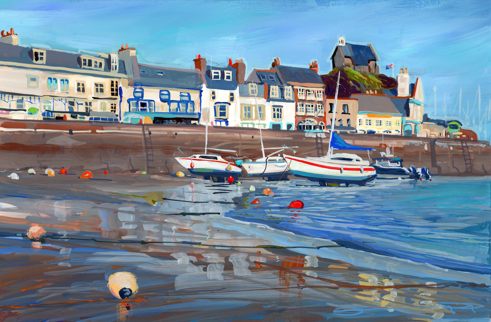 Ilfracombe harbour boats painting