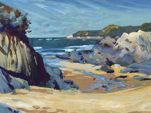 plein air painting Barricane beach woolacombe devon gouache