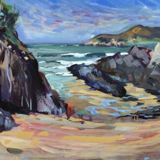 colourful plein air painting from easter sunday on barricane beach woolacombe