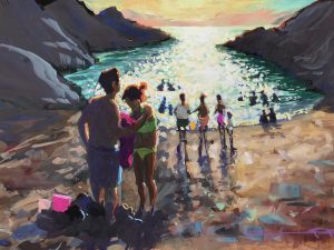 Beach sunset painting