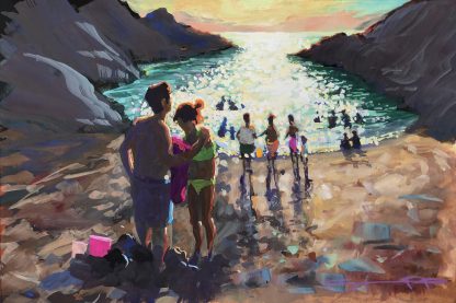 Beach sunset painting