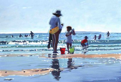 painting of a mother and daughter on the beach in summer