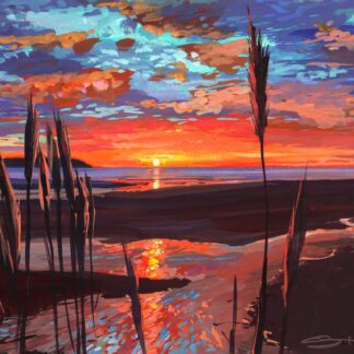 colourful sunset painting at Woolacombe Beach