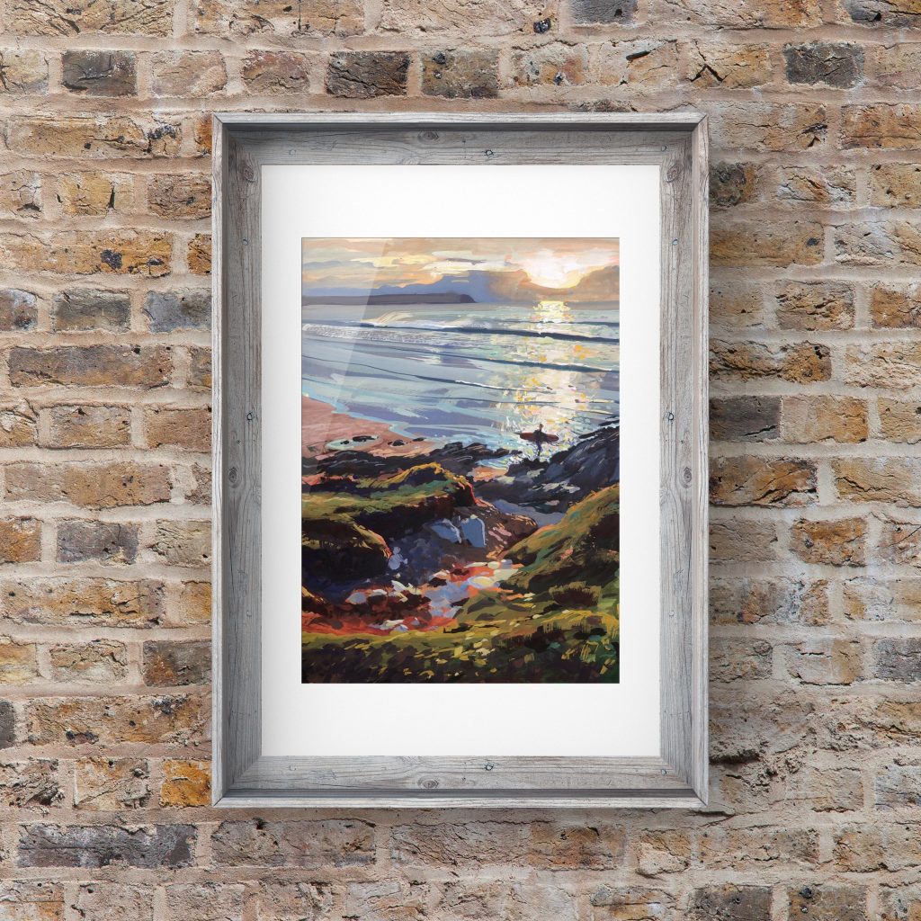 Before the sun sets framed print on a brick wall