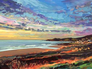 Evening Gold- Original Woolacombe Painting - When the day bathes the coast with liquid gold and the sky plays it's evening serenade.