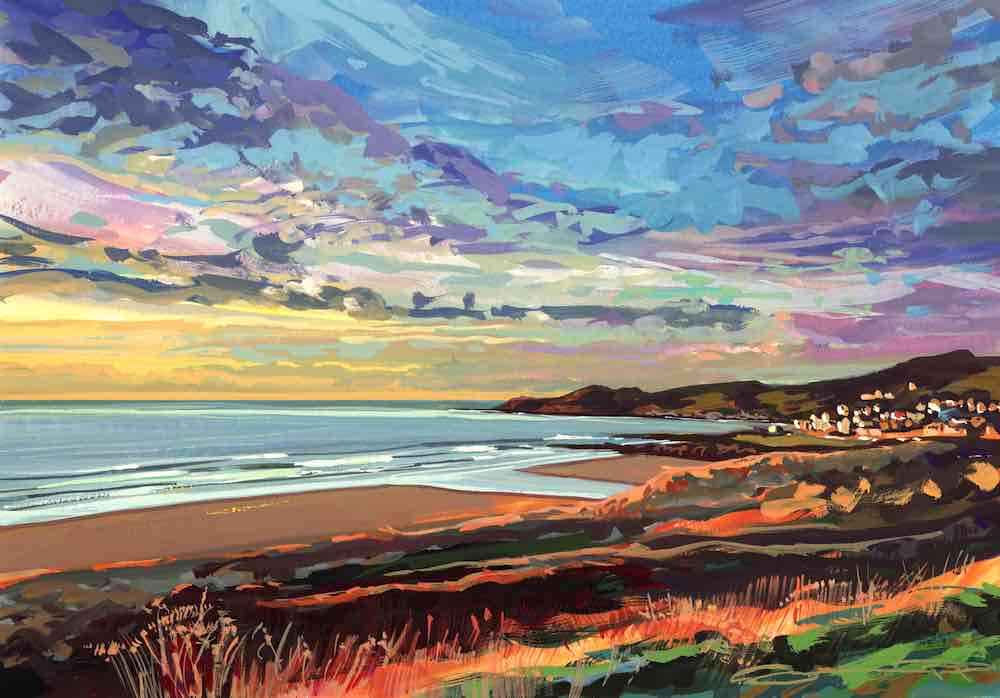 Evening Gold- Original Woolacombe Painting - When the day bathes the coast with liquid gold and the sky plays it's evening serenade.