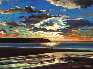 Making Time for the small things in life original sunset painting by Devon painter Steve PP