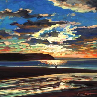 Making Time for the small things in life original sunset painting by Devon painter Steve PP
