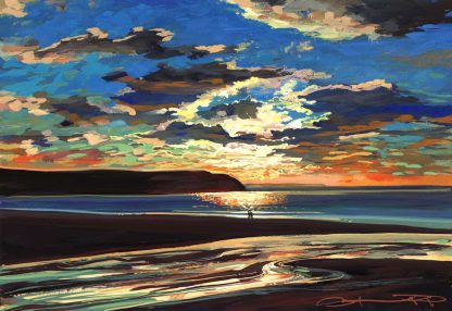 Making Time for the small things in life original sunset painting by Devon painter Steve PP