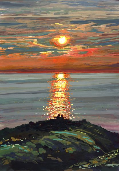 sunset over the sea at Woolacombe North Devon