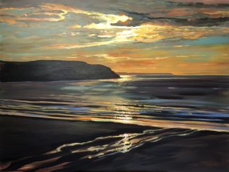 Woolacombe gold sunset painting