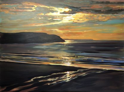 Woolacombe gold sunset painting
