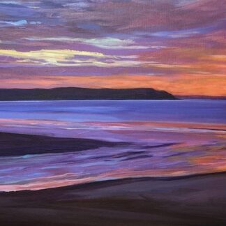 colourful painting of a Woolacombe sunset