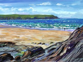 colourful painting of Woolacombe Beach,North Devon