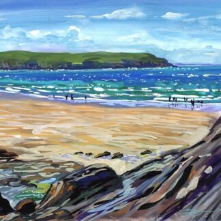 colourful painting of Woolacombe Beach,North Devon
