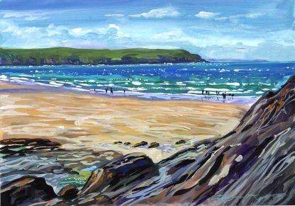 colourful painting of Woolacombe Beach,North Devon