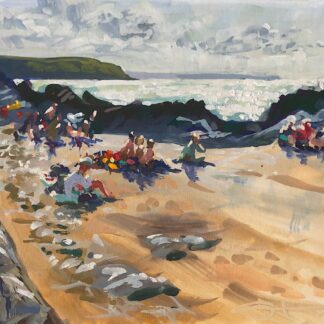 Painting of a sunny afternoon on Barricane Beach