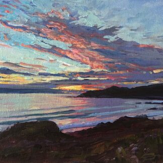 Original painting of a Sunset on Combesgate beach