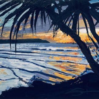 Golden Hour original woolacombe gouache painting