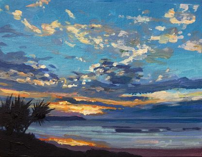 Winter Woolacombe sunset painting