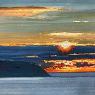 Woolacombe sunset gouache painting